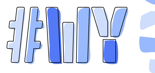 Wy标签隔离曲线涂鸦字母蓝色图片下载