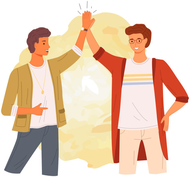 微笑的男人们互相问候男性角色图片下载