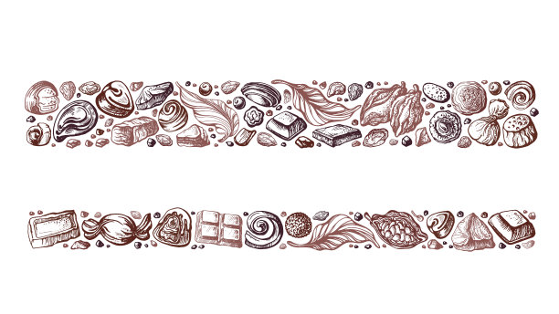 可可，巧克力条绘制的背景矢量艺术图片下载