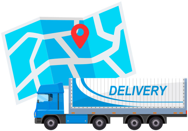 送货服务机器附近的世界地图与标志图片下载