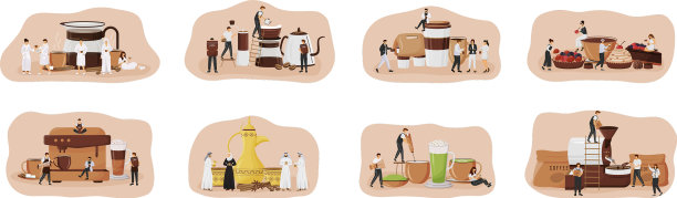 咖啡文化平概念集达拉集抹茶图片下载