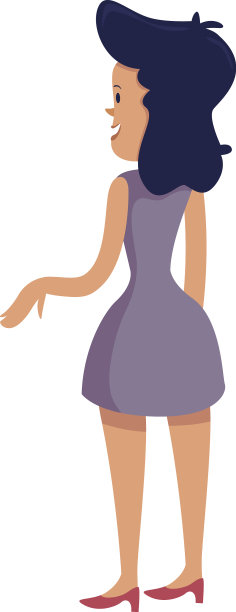 美丽的女人手势背面查看平面卡通图片下载