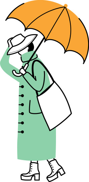 女人在雨衣平坦的轮廓走白种人图片下载
