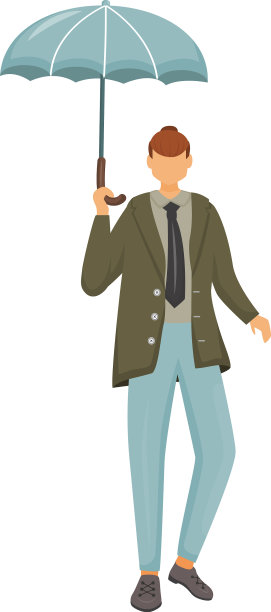 男子身穿绿色夹克，性格扁平，颜色无脸图片下载