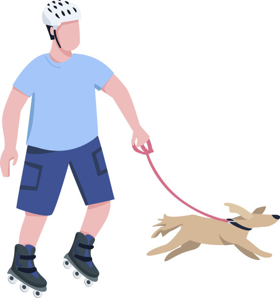 旱冰鞋与狗平色无脸图片下载