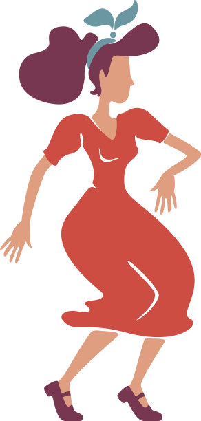 乡村摇滚风格的女子舞蹈平色无脸图片下载