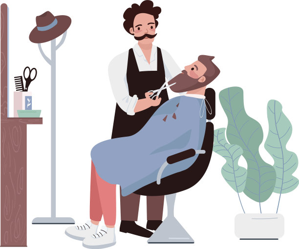 理发店平色人物剪发图片下载