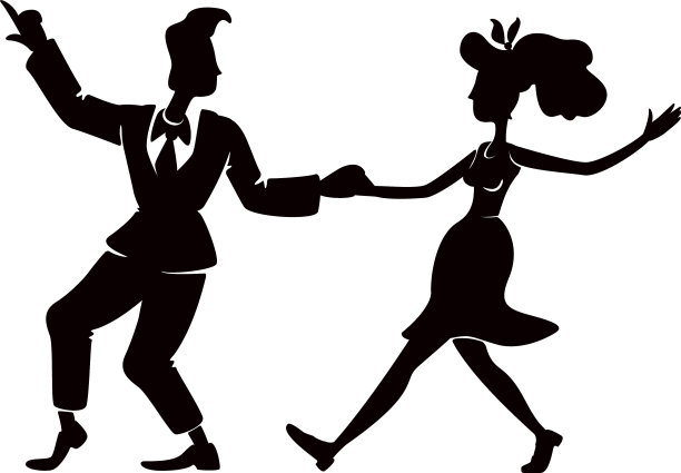 复古的女人和男人跳舞能量摇摆黑图片下载