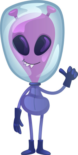 微笑的外星平面卡通外星人图片下载