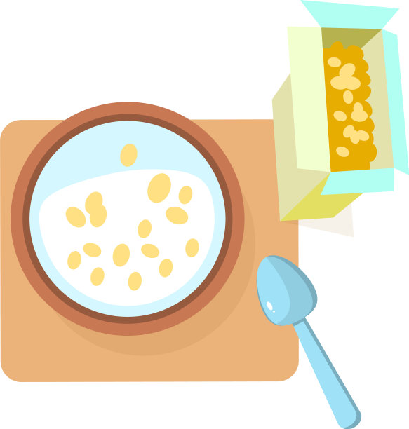 麦片图标纸盒和牛奶碗经典图片下载