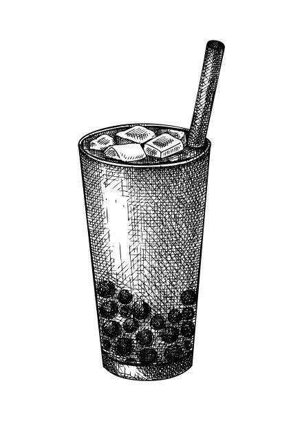 手绘的泡沫茶放在杯子里图片下载