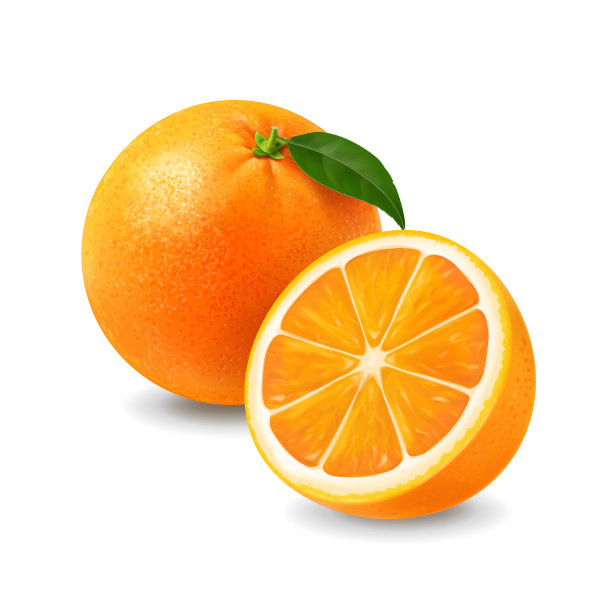 新鲜的橙子和绿叶水果图片下载