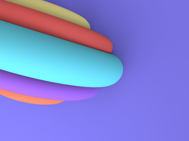 美丽的多色抽象形状三维渲染图像图片下载