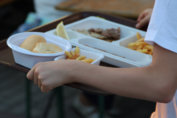 一盘炸薯条和烤肉图片下载