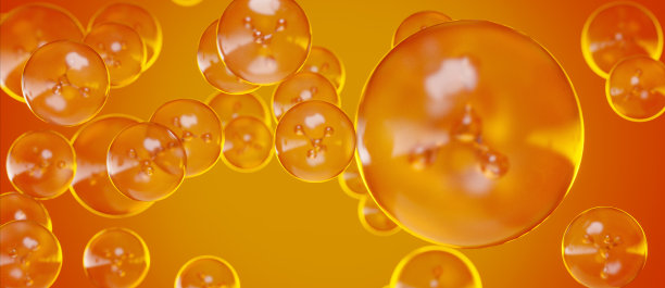 现代橙色胶原蛋白皮肤精华横幅背景壁纸3D渲染图片下载