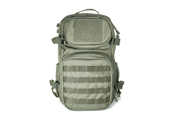 双肩包装备保护颜色卡其，战术运动装备孤立在白色背景图片下载