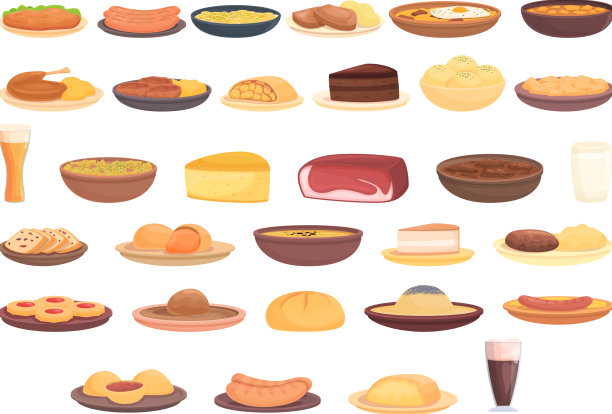 奥地利的美食图标设置了卡通馅饼图片下载