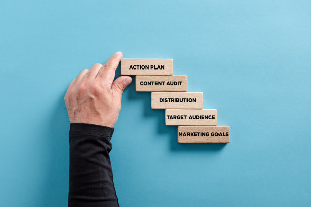 制定有效的营销内容策略的关键概念或步骤。图片下载