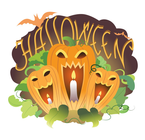一套三个万圣节雕刻南瓜孤立图片下载