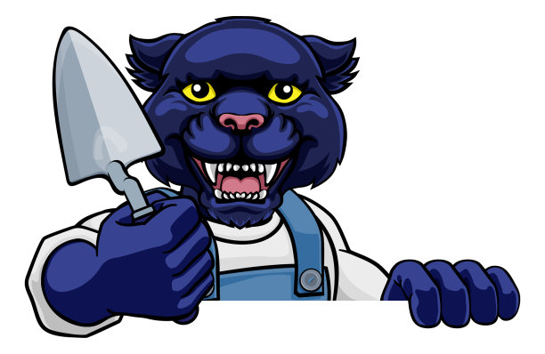 黑豹砖瓦建设者持有镘工具图片下载