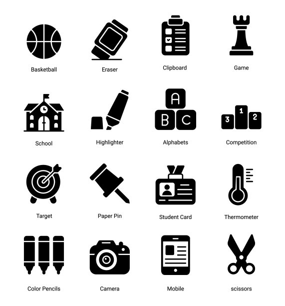 教育字形图标被隔离在白色背景上图片下载