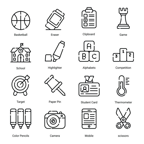 教育线图标被隔离在白色背景上图片下载