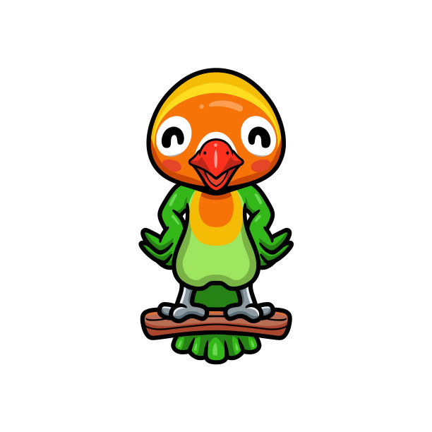 可爱的小鹦鹉卡通在树枝上图片下载