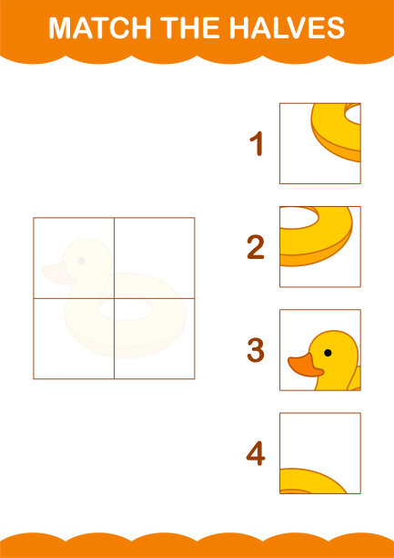 匹配充气鸭的一半。工作表对孩子图片下载
