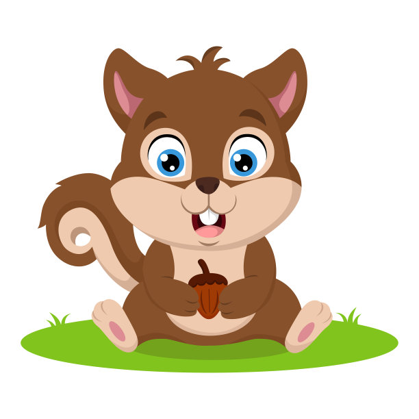 拿着橡子的可爱小松鼠卡通图片下载