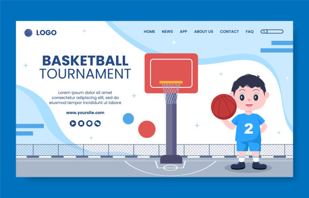 篮球运动比赛社交媒体登陆页面模板卡通背景向量插图图片下载