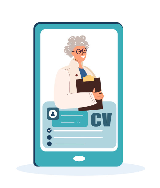 招聘,选择候选人的概念。在智能手机屏幕上进行在线面试的老年女性求职者。手握简历预约。就业的过程。矢量图图片下载