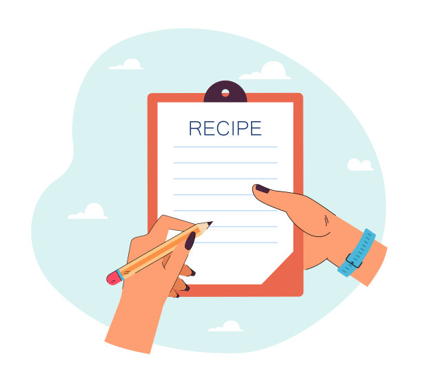 厨师在记事本上写烹饪食谱的手图片下载