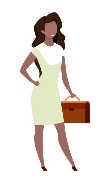 微笑自信的女人用公文包半平色矢量性格图片下载