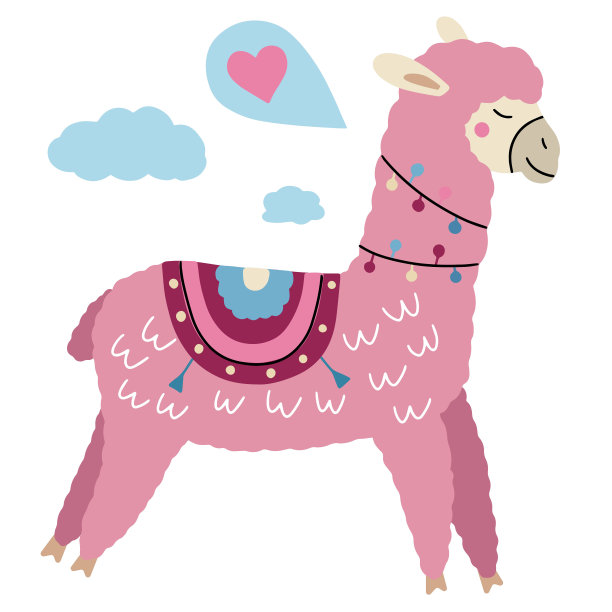 白底可爱的喇嘛。有趣的动物。羊驼用于儿童房间设计和纺织品。矢量图图片下载