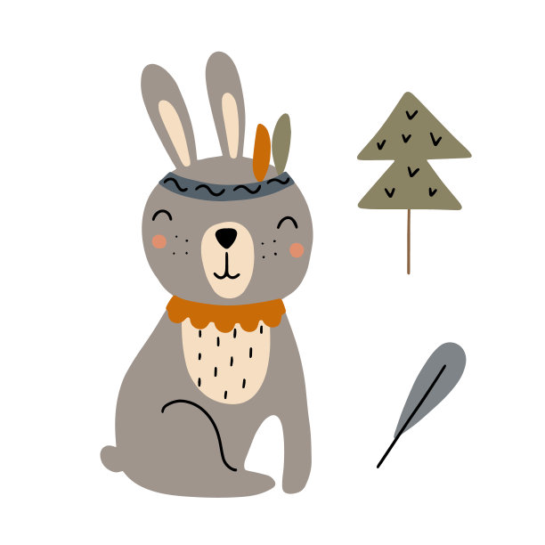 可爱的兔子。森林的性格。矢量插图孤立在白色背景为您的设计。图片下载