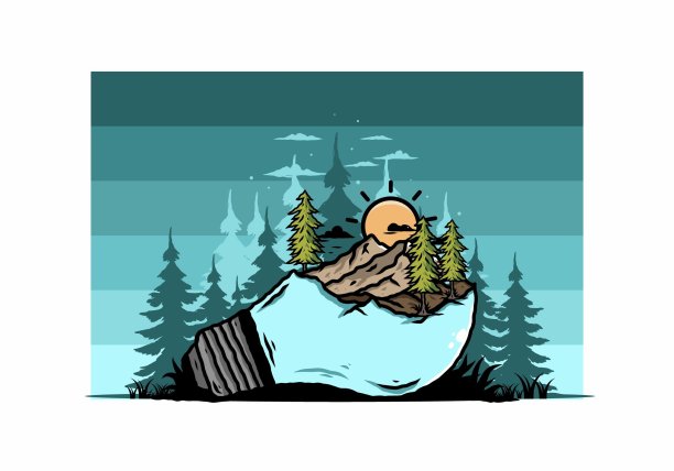 山景观球泡灯插图图片下载