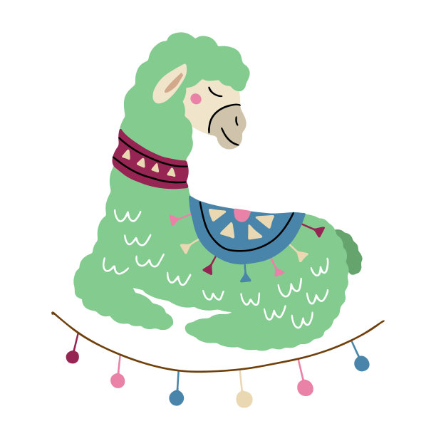 白底可爱的喇嘛。有趣的动物。羊驼用于儿童房间设计和纺织品。矢量图图片下载