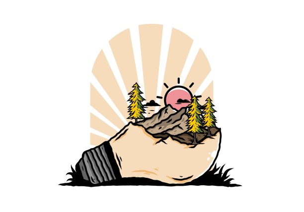 山景观球泡灯插图图片下载