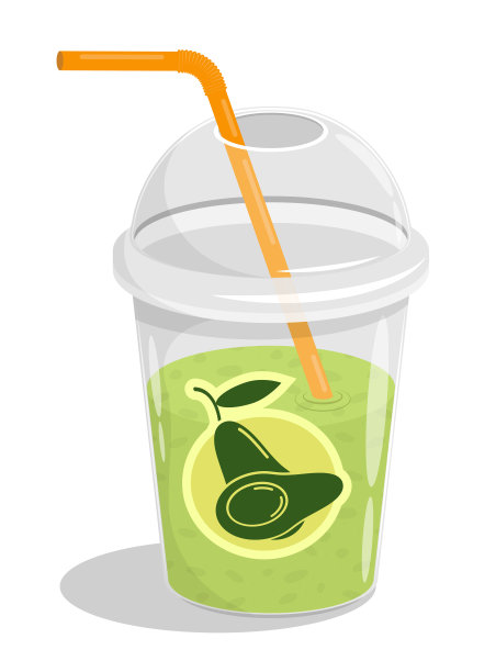 冰沙杯与吸管和盖子。在炎热的夏天喝清爽的水果饮料。卡通矢量孤立在白色背景图片下载