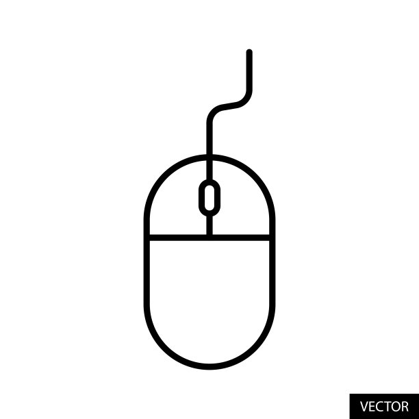 电脑鼠标矢量图标在线条风格设计的网站设计，应用程序，UI，孤立在白色背景。可编辑的中风。EPS 10矢量插图。图片下载
