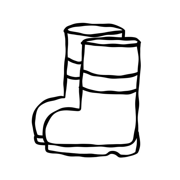 嘟嘟橡胶靴。手绘黑白花园靴子的形象。矢量涂鸦插图设计，网页，图标，儿童插图。图片下载