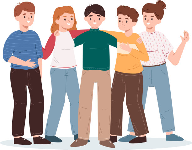 快乐的朋友们聚在一起手牵着手图片下载