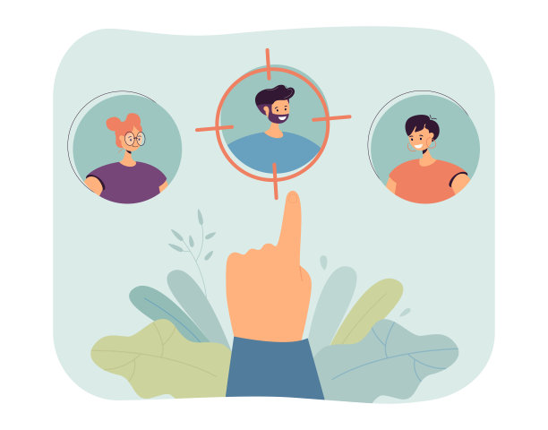 手选择之间的男人和女人平面矢量插图图片下载
