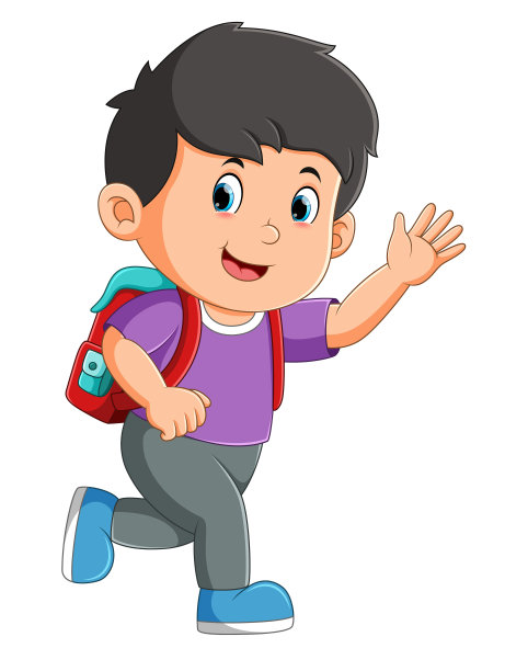 那个男孩跑着在街上挥舞着公共汽车图片下载