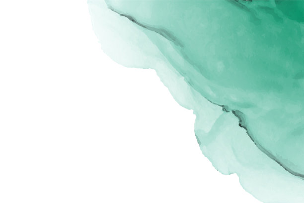 水彩背景与抽象薄荷绿色墨水波。图片下载