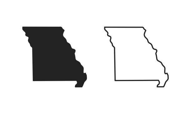 密苏里州是美国的一个州。地图在黑色和白色选项。矢量插图。“n图片下载