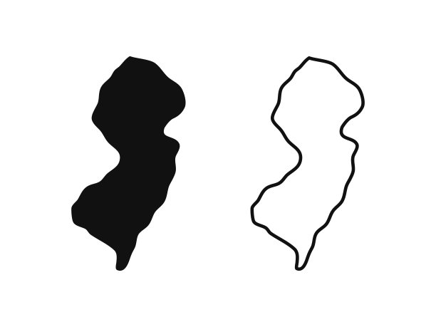 美国新泽西州概况。地图在黑色和白色选项。矢量插图。“n图片下载