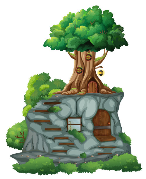 孤立的幻想树在悬崖上图片下载