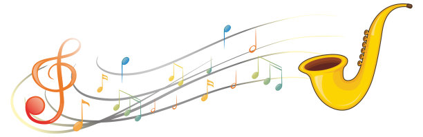 白底有音符的萨克斯风图片下载