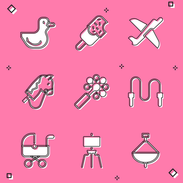 设置橡皮鸭冰淇淋玩具飞机马图片下载